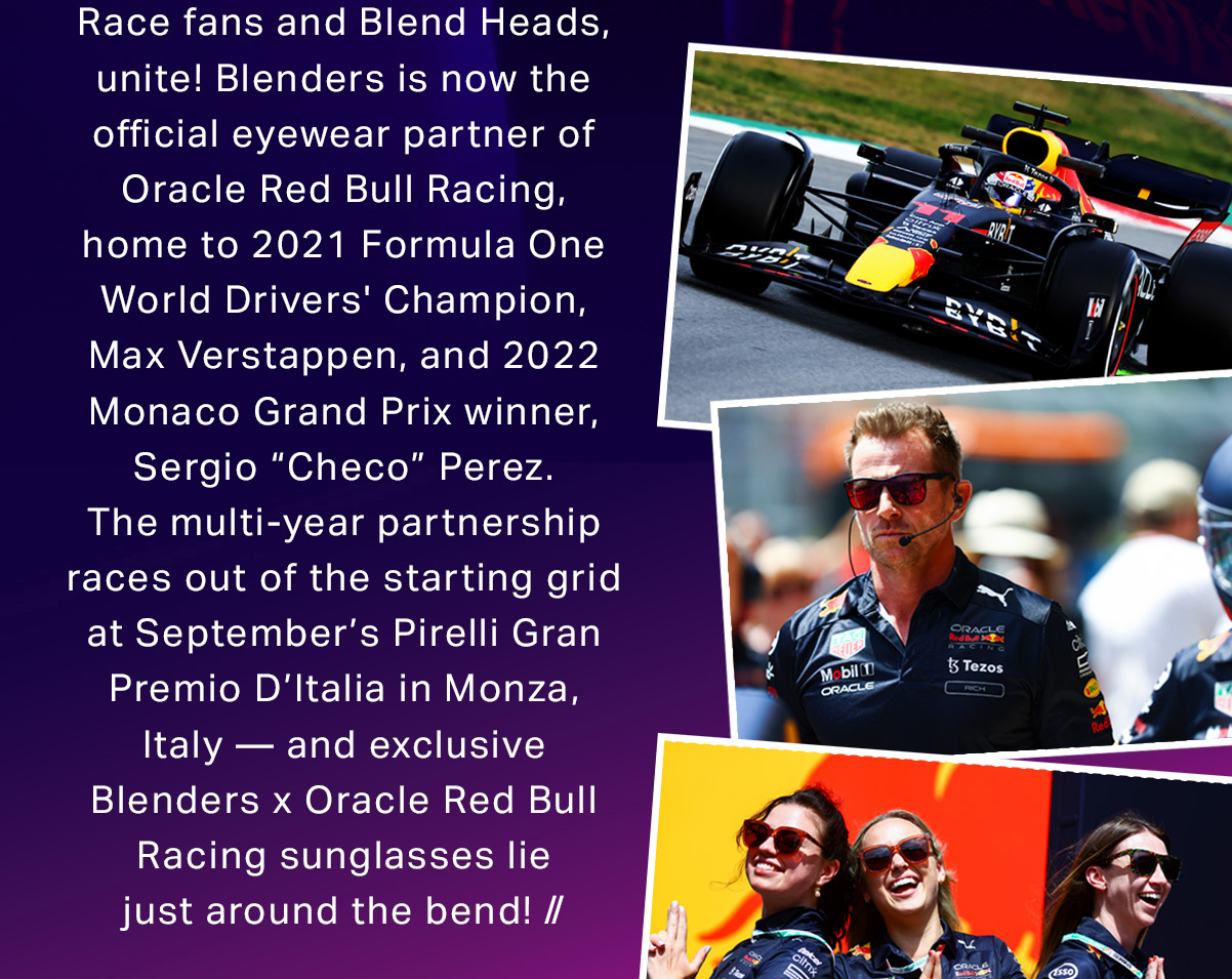 Blenders Races Forward With Oracle Red Bull Racing Partnership // Blenders Eyewear